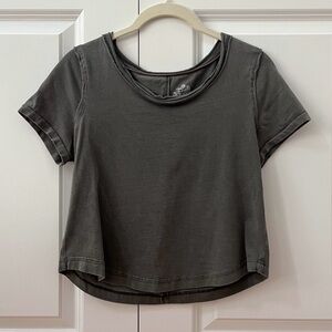 Pilcro Anthropologie Seamed Baby Tee in Charcoal Grey
